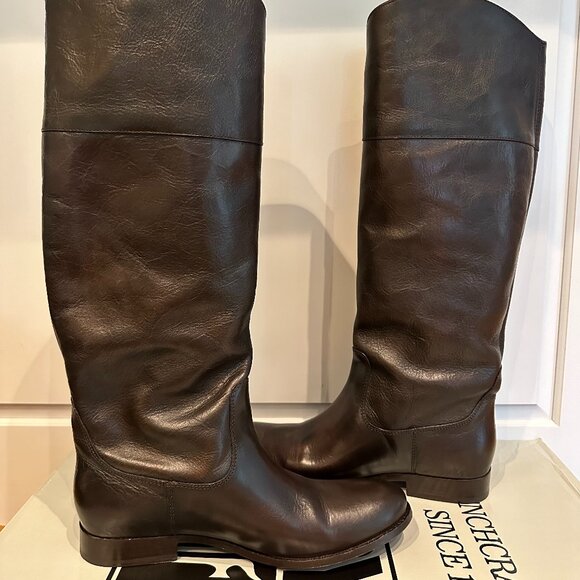 Frye Leather Boots - Melissa Logo Style in Dark Brown - Picture 3 of 11